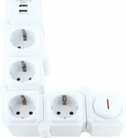 Schwaiger weiße flexible Steckdosenleiste mit USB