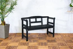 SenS-Line Friesen Schwarz Holz Gartenbank 133x40x75 cm