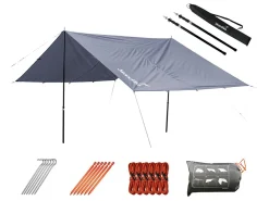 SKANDIKA 5 x 3 meter Sonnensegel Set mit Teleskopstangen