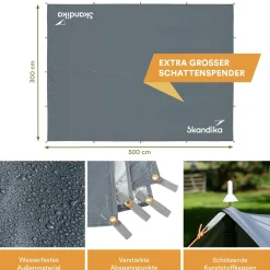 SKANDIKA 5 x 3 meter Sonnensegel Set mit Teleskopstangen