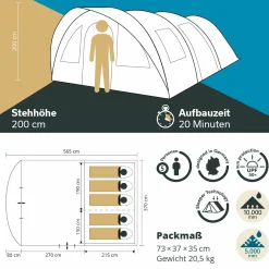 Skandika Egersund 5 XL Sleeper Protect Tunnelzelt