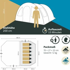 Skandika Kambo 6 Tunnelzelt - Beige