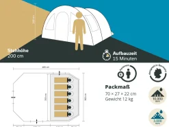 Skandika Kambo 6 Tunnelzelt - Grey