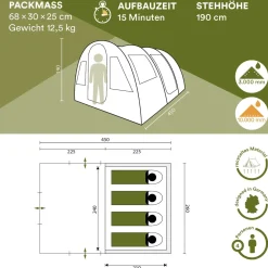 Skandika Simo 4 Tunnelzelt