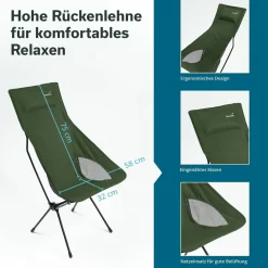 Skandika Solig ultraleichter Faltstuhl mit Tragetasche - Green