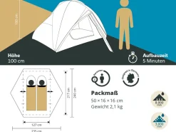 Skandika Vatn Trekkingzelt - 2 Personen