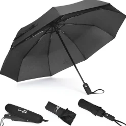 Sunflake faltbarer Sturmregenschirm - Black