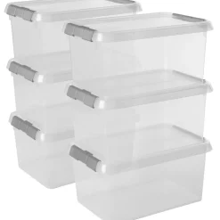 Sunware Comfort Line 6 Liter transparent graue 6er-Set Aufbewahrungsboxen