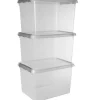 Sunware Comfort Line 22 Liter transparent graue 3er-Set Aufbewahrungsboxen