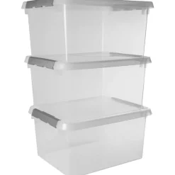 Sunware Comfort Line 36 Liter transparent graue 3er-Set Aufbewahrungsboxen