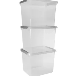 Sunware Comfort Line 52 Liter transparent graue 3er-Set Aufbewahrungsboxen