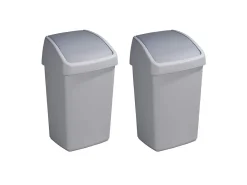 Sunware Delta 25 Liter Grey Schwingdeckeleimer - Set von 2