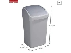 Sunware Delta 25 Liter Grey Schwingdeckeleimer - Set von 2