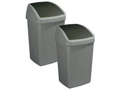 Sunware Delta 50 Liter Set von 2 Schwingdeckeleimer - Grey
