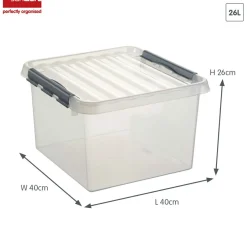 Sunware Q-line 26 liter transparent graue Aufbewahrungsbox