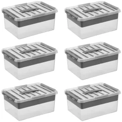 Sunware Q-line 15 Liter 6er-Set Boxen mit Einsatz - Grey