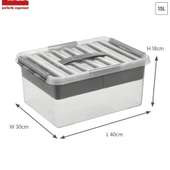 Sunware Q-line 15 Liter 6er-Set Boxen mit Einsatz - Grey