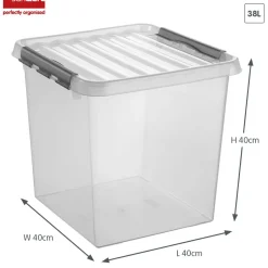 Sunware Q-line 38 Liter transparent graue Aufbewahrungsbox