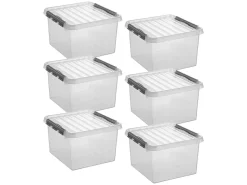 Sunware Q-line 26 liter Transparent Aufbewahrungsbox - Set von 6
