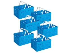 Sunware Square 32 Liter Set von 6 Klappboxen mit Griff - Blue