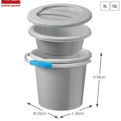 Sunware Water-line 12 Liter graues Eimer Set