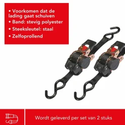 Toolland ARAT11X2 2-teiliger Spanngurt-Set mit Ratsche - 3 Meter