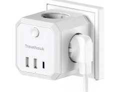 Travelhawk 7-in-1 USB Steckdosenadapter - White