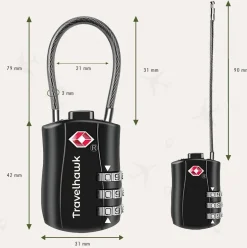 Travelhawk TSA-Kofferschloss - Set von 4