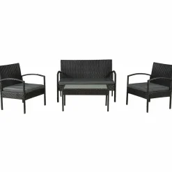 Trinidad Polyrattan schwarzes Lounge-Set