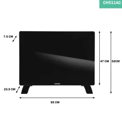 Vonroc 1500 watt Konvektorheizung mit Glasplatte - Black