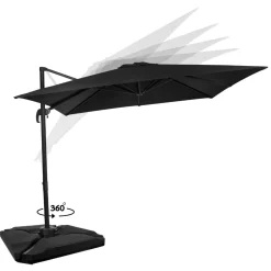 Vonroc Pisogne 300 Sonnenschirm mit 4 füllbare Fliesen - Black