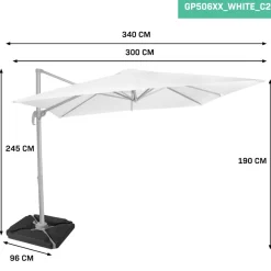 Vonroc Pisogne 300 Sonnenschirm mit 4 füllbare Fliesen - White