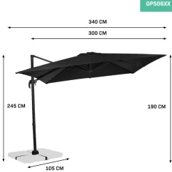 VONROC Pisogne 3x3 Premium Sonnenschirm - Anthracite