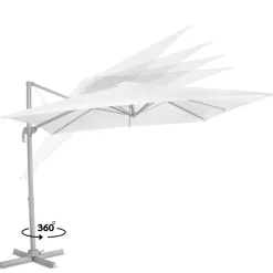 VONROC Pisogne 3x3 Premium Freitragender Sonnenschirm - White