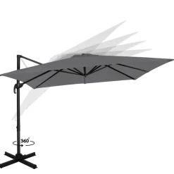 VONROC Pisogne 3x3m Premium Freitragender Sonnenschirm - Grey
