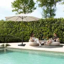 VONROC Premium Recanati Ø300 cm Sonnenschirm mit Fuß - Beige