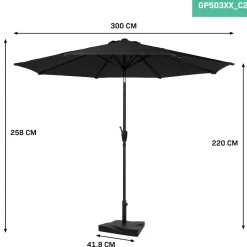 VONROC Premium Recanati Ø300 cm Sonnenschirm mit Fuß - Anthracite