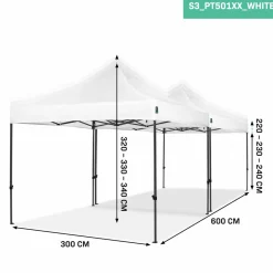 VONROC Premium 6x3 easy-Up Partyzelt mit verbindungs-set - White
