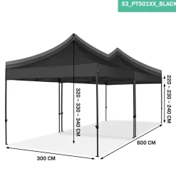 VONROC Premium 6x3 easy-Up Partyzelt mit verbindungs-set - Black