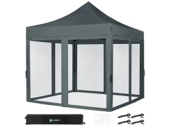 VONROC Premium 3x3 Pavillon mit Moskitonetz-Seitenwände - Grey
