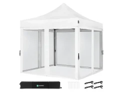 VONROC Premium 3x3 Pavillon mit Moskitonetz-Seitenwände - White