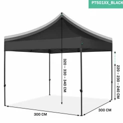 VONROC Premium 3x3m easy-up partytent - Schwarz