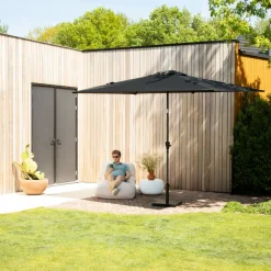 VONROC Rapallo 2x3m Premium Sonnenschirm mit Fuß - Anthracite