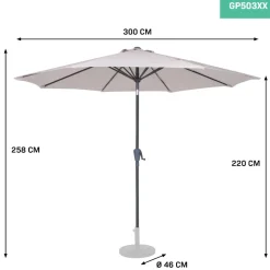 VONROC Recanati Ø300 cm Premium Stocksonnenschirm - Beige