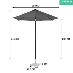 VONROC Torbole Ø 200 cm Premium Sonnenschirm - Grey