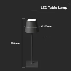 V-TAC VT-7703-B Akku-Tischlampe - Black