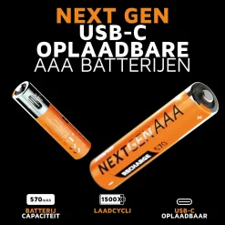 Xtorm NextGen USB-C Wiederaufladbar AAA Batteries - Set van 4