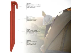 Zelt-Heringe aus Kunststoff 30 cm. 5 Stück Rot Heringe