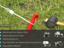 Zelt-Heringe aus Kunststoff 30 cm. 5 Stück Rot Heringe